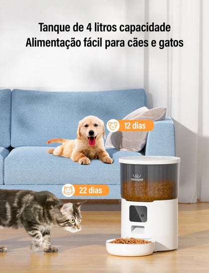 Alimentador Inteligente Wi-Fi 4L para Pets - Comedouro Automático com App e Voz