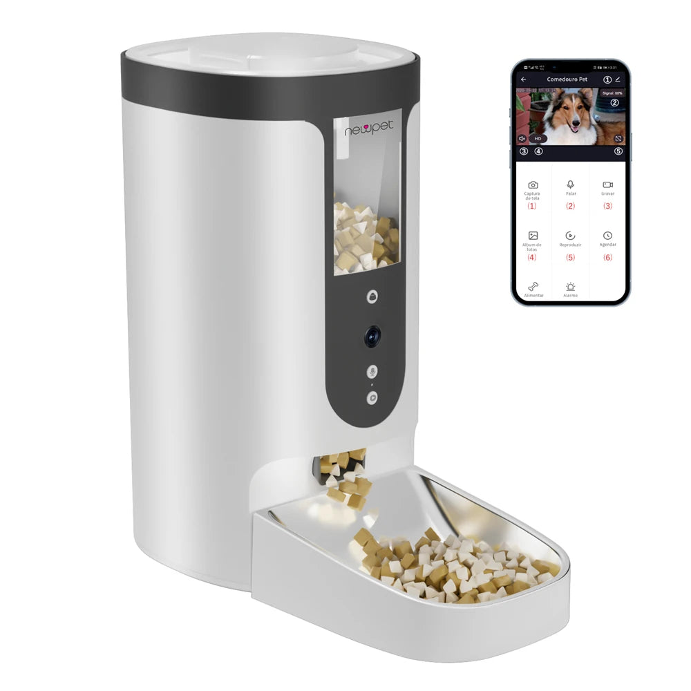 Alimentador Automático – Para Gatos e Cães, com App e Agendamento de Refeições