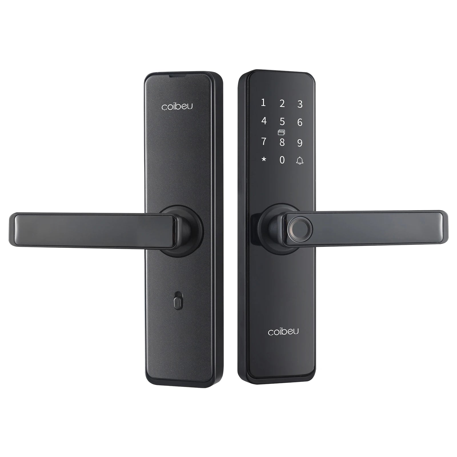 Fechadura inteligente Coibeu com biometria

6 formas de acesso: digital, senha, app, cartão, chave, senha temporária

Desbloqueio ≤ 1s (leitor de alta precisão)

App Tuya / TTLock (controle remoto)

Compatível com portas 4–6,4 cm (madeira/segurança)

Design premium: ferro + vidro

Alimentação 4× pilhas AA

Capacidade até 100 digitais

Instalação simples e uso intuitivo

Segurança moderna para casas e escritórios