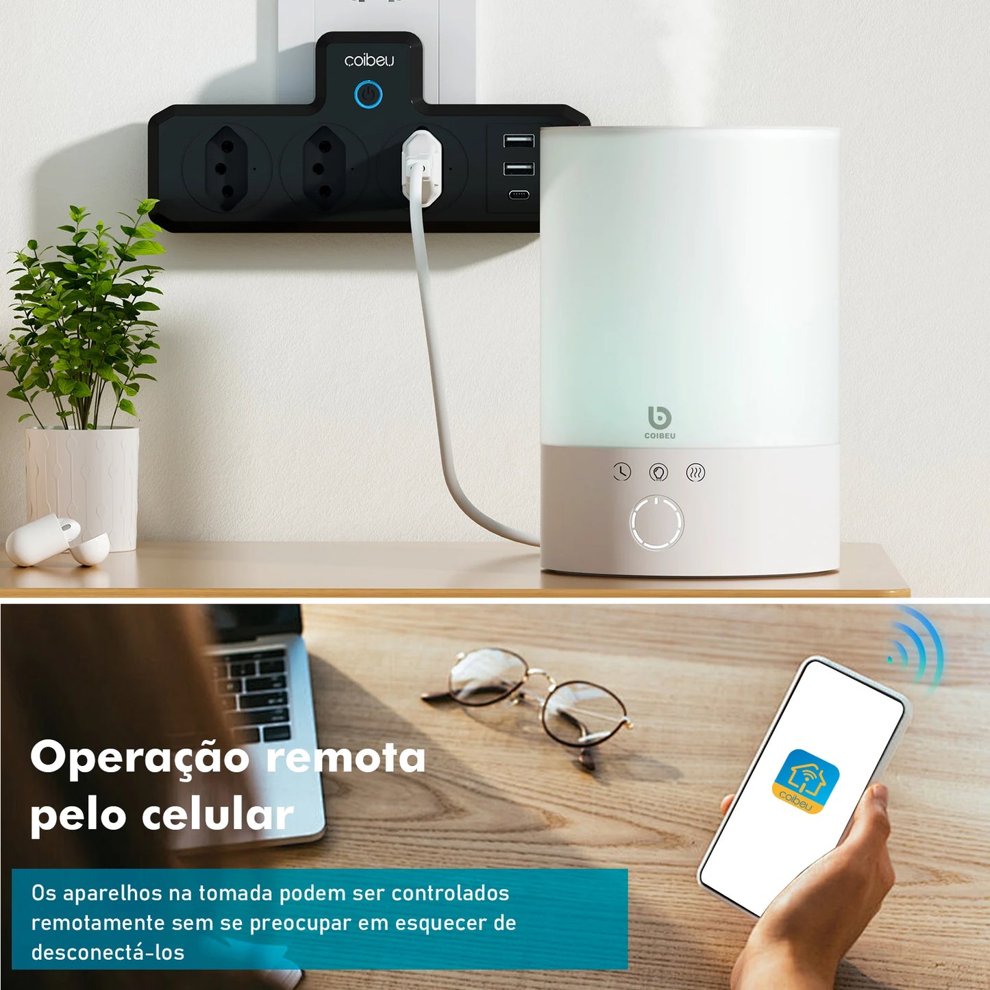 Tomada Inteligente COIBEU Wi-Fi – Controle por App Tuya, Alexa e Google Assistant