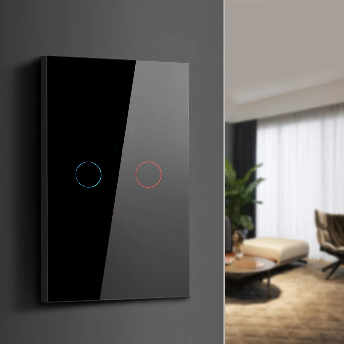 Interruptor inteligente Touch de Vidro Temperado Axus - Painel de Luxo com LED e Instalação Sem Neutro