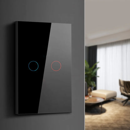 Interruptor inteligente Touch de Vidro Temperado Axus - Painel de Luxo com LED e Instalação Sem Neutro