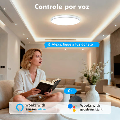 Luminária de Teto Inteligente COIBEU RGB 24W – Controle por App, Alexa e Google Assistant