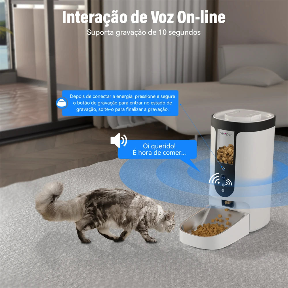 Alimentador Automático – Para Gatos e Cães, com App e Agendamento de Refeições