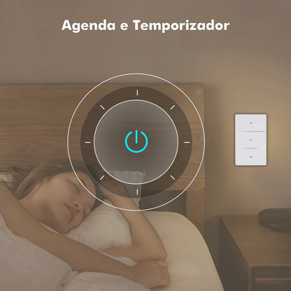 Interruptor Inteligente Wi-Fi Tuya - Painel Smart de 3 Canais com Alexa e Instalação Flexível