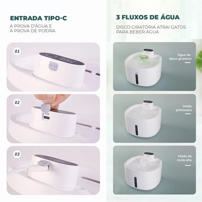 Bebedouro Inteligente para Pets 2,5L - Fonte Automática com Sensor de Movimento e USB