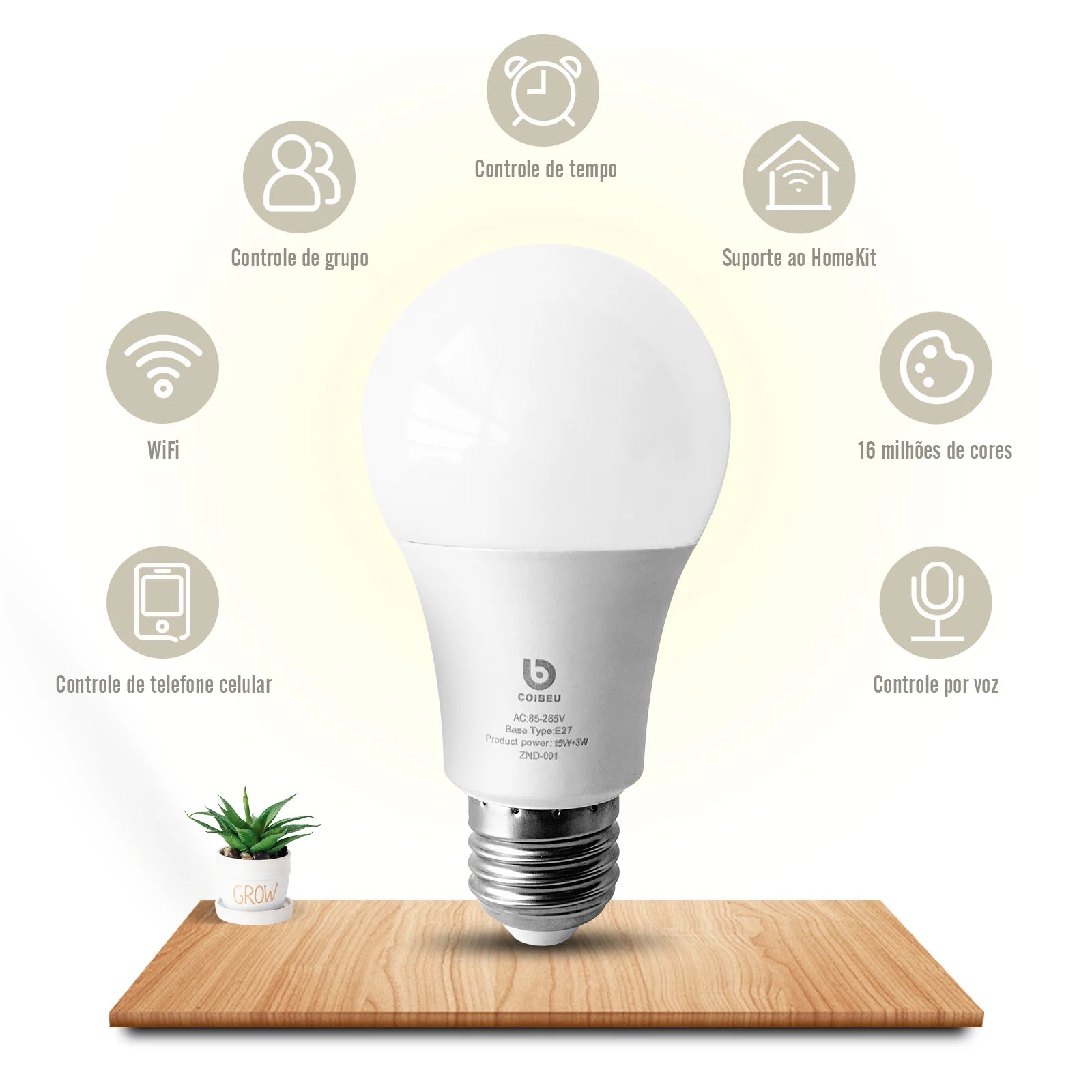 Lâmpada LED inteligente Caibeu Wi-Fi

Automação de iluminação sem hub extra

Crie cenários personalizados (trabalho, relax, festa)

Ajuste brilho, cor e intensidade da luz pelo app

Base E27 padrão, instalação simples

Fluxo luminoso 1400 lúmens (modelo A70)

Vida útil de até 30.000 horas

Conexão estável Wi-Fi 2.4GHz

Tecnologia smart RGB+C+W de 5 canais

Solução prática para casa inteligente