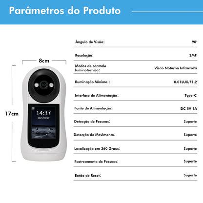 Babá eletrônica 360° WK-V5 com Tela IPS - Monitor de Bebê e Pet com Vídeo Chamada