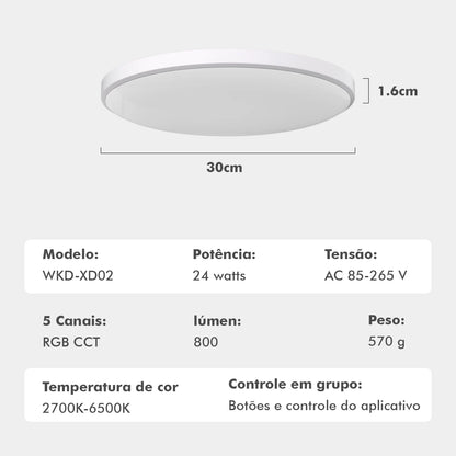 Luminária de Teto Inteligente COIBEU RGB 24W – Controle por App, Alexa e Google Assistant
