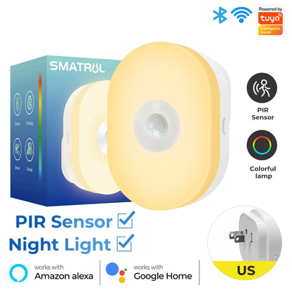 Lâmpada Inteligente Wi-Fi Tuya com Sensor de Movimento RGB – Controle por Voz Alexa e Google