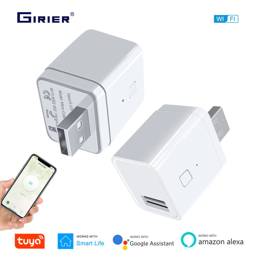 Adaptador USB inteligente Wi-Fi Tuya

Controle remoto pelo app Smart Life

Compatível com Alexa e Google Assistant

Automação prática para carregadores USB

Programação de horários com função timer

Portátil, leve e fácil de usar em qualquer tomada

Configuração rápida via Wi-Fi 2.4GHz

Função Power-on Status (liga/desliga automático)

Segurança com material antichamas resistente

Ideal para luminárias, LEDs e ventiladores USB