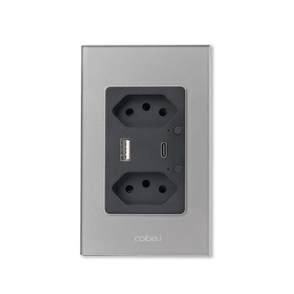 Interruptor Inteligente Touch Wi-Fi com Tomada 16A e USB - Painel Smart Alexa e Google