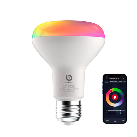 Lâmpada Inteligente COIBEU Wi-Fi RGB E27 – Controle por Voz, App Tuya e Dimerização