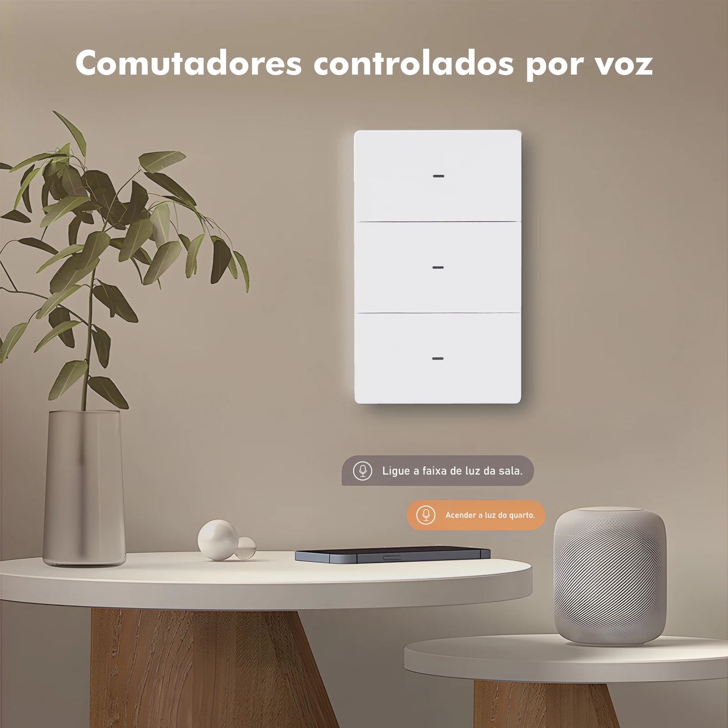 Interruptor Inteligente Wi-Fi Tuya - Painel Smart de 3 Canais com Alexa e Instalação Flexível