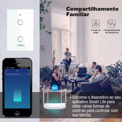 Interruptor Inteligente Touch Tuya Wi-Fi - Painel de Vidro Monopolar sem Neutro e Alexa