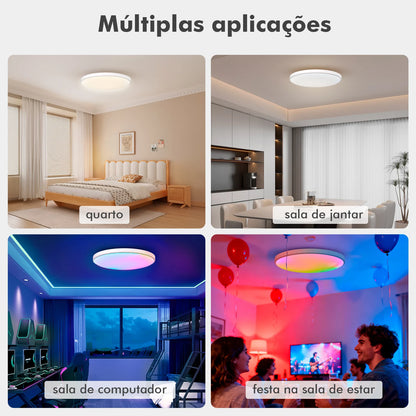 Luminária de Teto Inteligente COIBEU RGB 24W – Controle por App, Alexa e Google Assistant