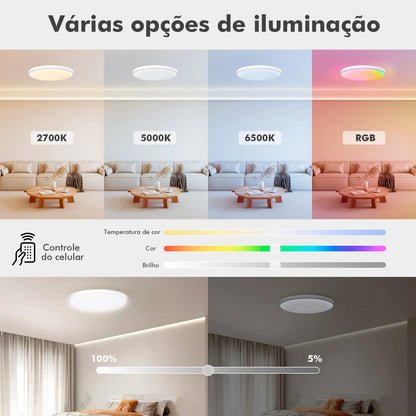 Luminária de Teto Inteligente COIBEU RGB 24W – Controle por App, Alexa e Google Assistant