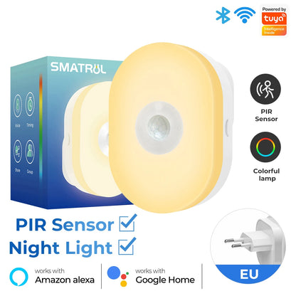 Lâmpada Inteligente Wi-Fi Tuya com Sensor de Movimento RGB – Controle por Voz Alexa e Google