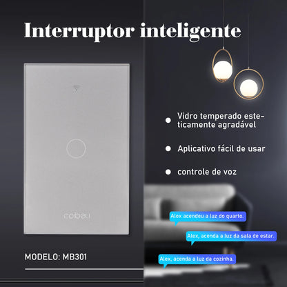 Interruptor Inteligente Touch Wi-Fi com Tomada 16A e USB - Painel Smart Alexa e Google