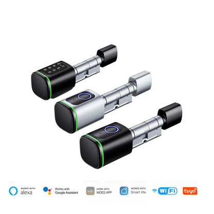 Fechadura inteligente cilindro Tuya

Biometria + senha + cartão + app

Bluetooth local e controle remoto via gateway

Compatível com Alexa (via gateway Tuya)

Instalação DIY sem quebra – troca do cilindro

USB de emergência + chave mecânica

Registro de acessos no aplicativo

Ajustável para portas até 60 mm

Corpo em aço inoxidável resistente

Modelos S1F (biometria) / S1K (senha)