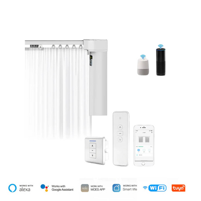 Motor de cortina vertical inteligente

Automação residencial Tuya Smart

Controle remoto + app no celular

Compatível com Alexa e Google Assistant

Operação silenciosa e potente

Instalação fácil em trilhos verticais

Design moderno em alumínio premium

Função anti-obstáculo e memória de posição

Sem baterias – energia direta na rede

Ideal para salas, quartos, hotéis e escritórios