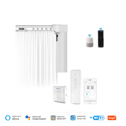 Motor de cortina vertical inteligente

Automação residencial Tuya Smart

Controle remoto + app no celular

Compatível com Alexa e Google Assistant

Operação silenciosa e potente

Instalação fácil em trilhos verticais

Design moderno em alumínio premium

Função anti-obstáculo e memória de posição

Sem baterias – energia direta na rede

Ideal para salas, quartos, hotéis e escritórios