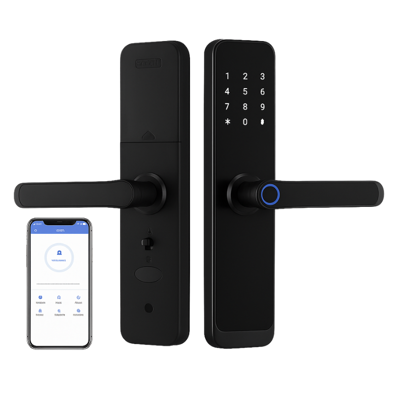 Fechadura inteligente CDOK K8 Bluetooth

6 modos de acesso: app, digital, senha, cartão, chave, senha temporária

App TTLock: cadastros, senhas e histórico remoto

Painel grande que cobre furos/marcas antigos

Compatível com portas 28–50 mm

Autonomia com pilhas AA + energia externa

Instalação simples e rápida (DIY)

Material: liga de alumínio resistente

Segurança moderna para casa, escritório, Airbnb

Inclui 5 cartões + 2 chaves de backup