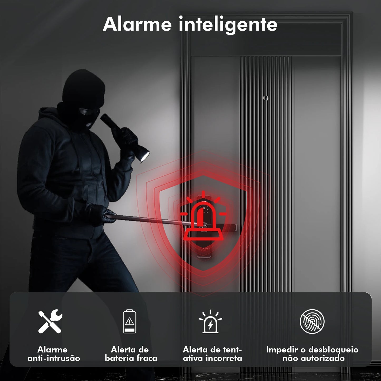 Fechadura eletrônica com Biometria e Senha Coibeu – Desbloqueio Rápido em até 1s, Compatível com App Tuya | wi-fi