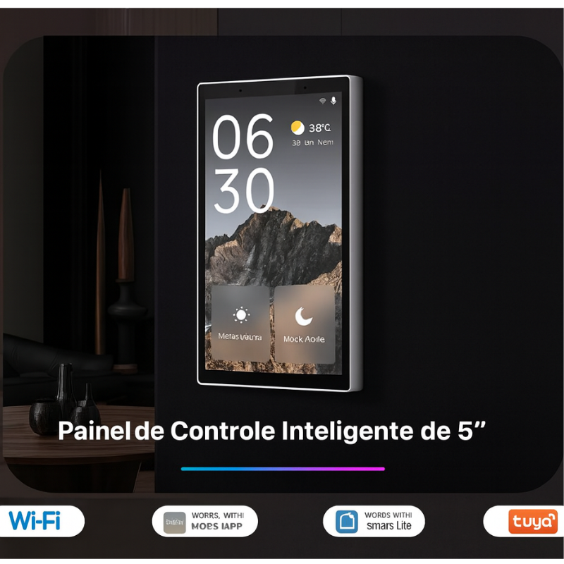 Central Inteligente com Alexa Integrada 5” — Painel Smart MOES com Gateway Zigbee + Wi-Fi, Cenas por Voz/Toque e Relés para Lâmpadas