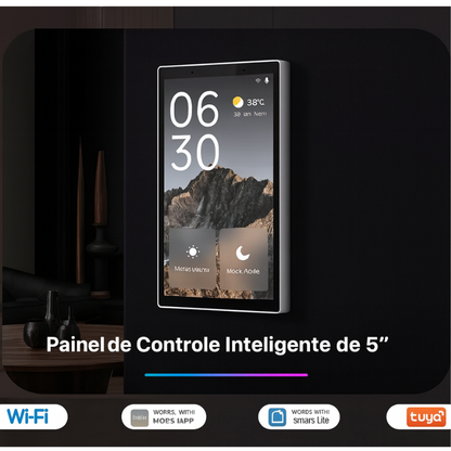Central Inteligente com Alexa Integrada 5” — Painel Smart MOES com Gateway Zigbee + Wi-Fi, Cenas por Voz/Toque e Relés para Lâmpadas