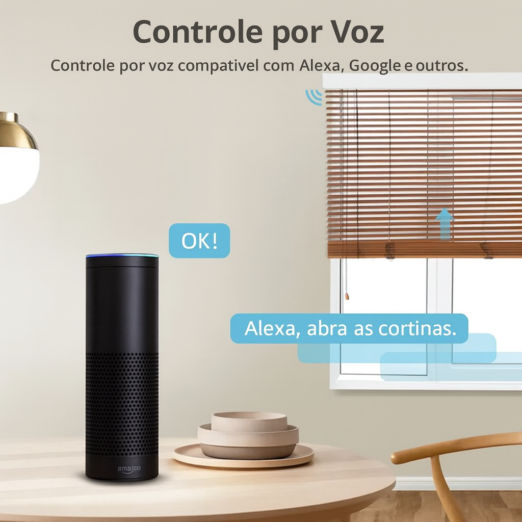 Cortina Inteligente Zemismart Wi-Fi para Persiana Rolo 38mm com Alexa e Google Home