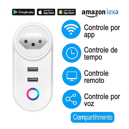 Tomada Inteligente Wi-Fi 16A Tuya – Controle por Voz com Alexa e Google Home