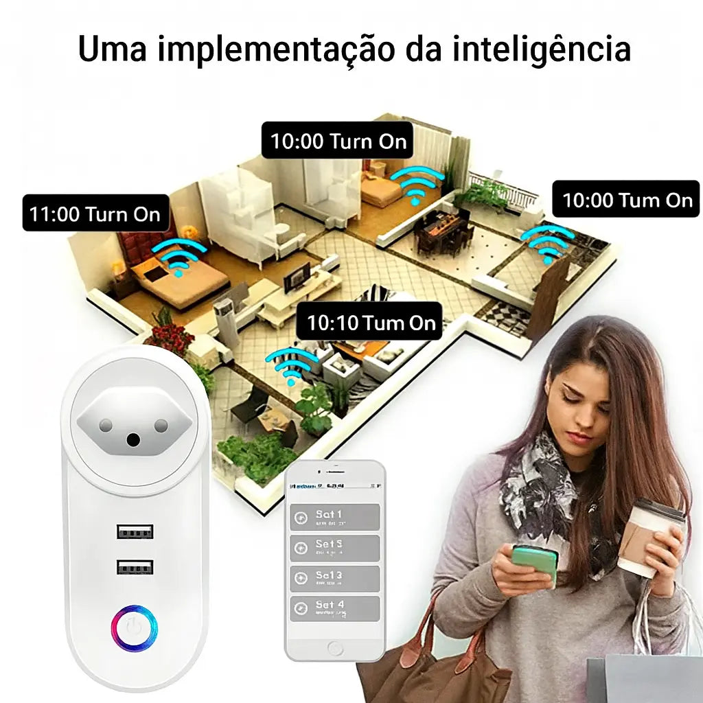 Tomada Inteligente Wi-Fi 16A Tuya – Controle por Voz com Alexa e Google Home
